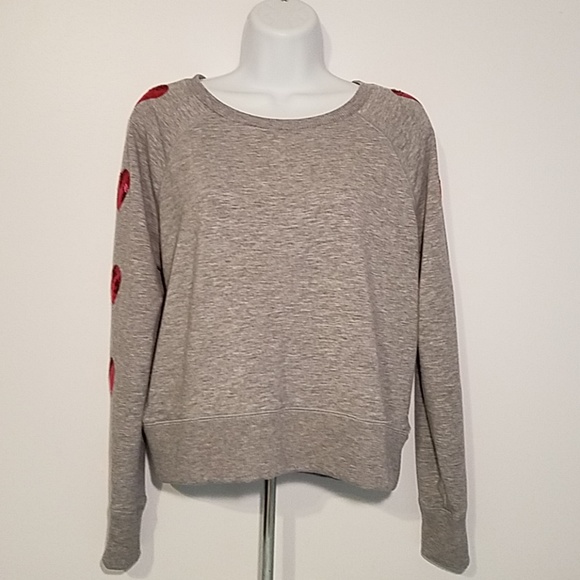 Victoria's Secret grey and red heart sweatshirt - Picture 2 of 4